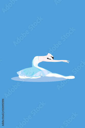Swan lake ballet. Ballet dancer. Swan pose.