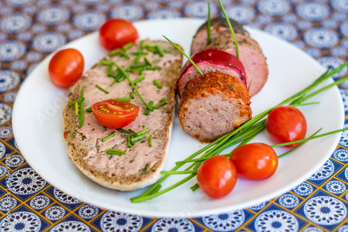 Tasty Sandwiches with Pate and Cherry Tomatoes 