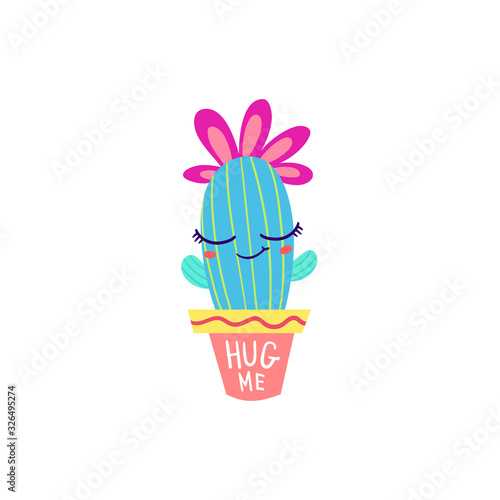 Adorable cactus character Hug Me