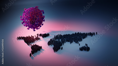 Global corona virus pandemic threat - 3D illustration photo