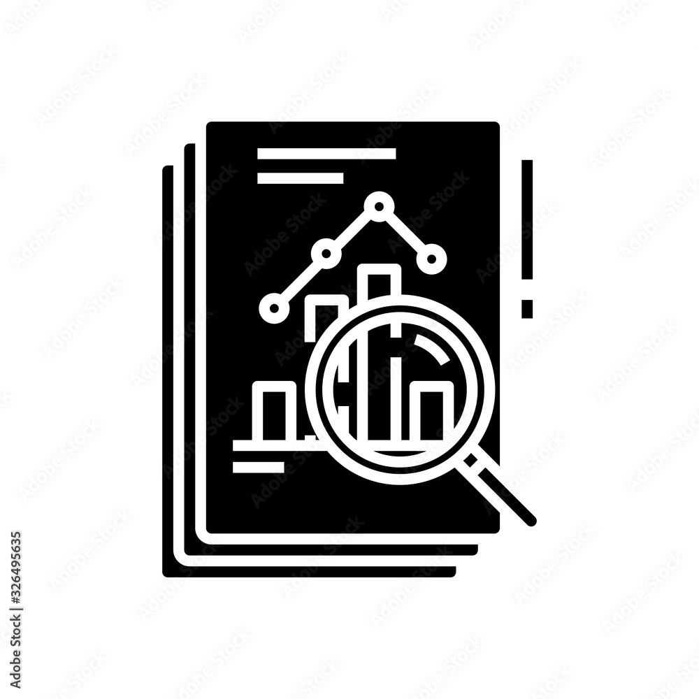 Chart data black icon, concept illustration, vector flat symbol, glyph sign. Chart data black icon, concept illustration, vector flat symbol, glyph sign.