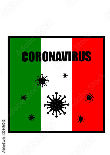 Covid-19. Coronavirus (2019-nCoV) vector design. Wuhan virus in Italy (Italia). Web banner concept