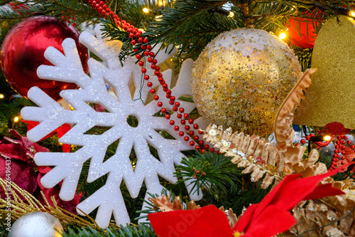 Sticker Christmas tree decorations in Novopushkinsky Square, Moscow, Russian Federation,