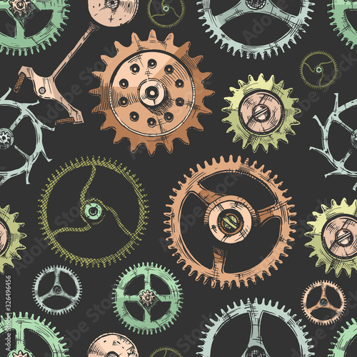 seamless pattern with different gears.