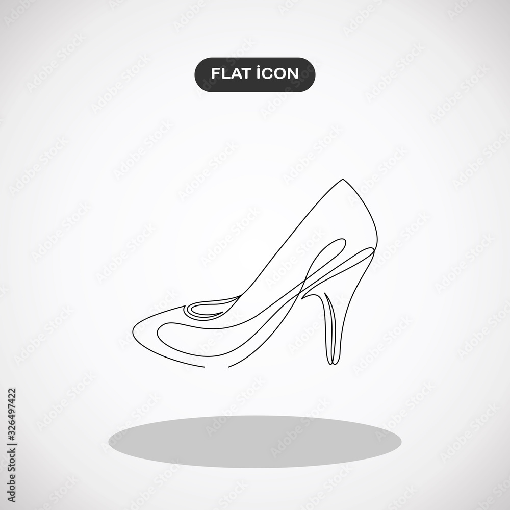 Women's high-heeled shoes. Vector line icon-continuous line drawing Women's high-heeled shoes. Vector line icon-continuous line drawing
