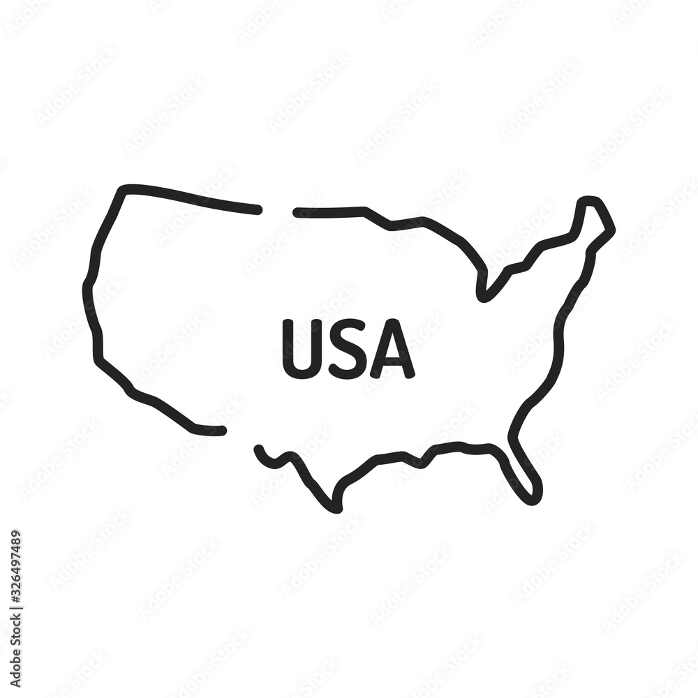USA map black line icon. Border of the country. Pictogram for web page, mobile app, promo. UI UX GUI design element. Editable stroke.