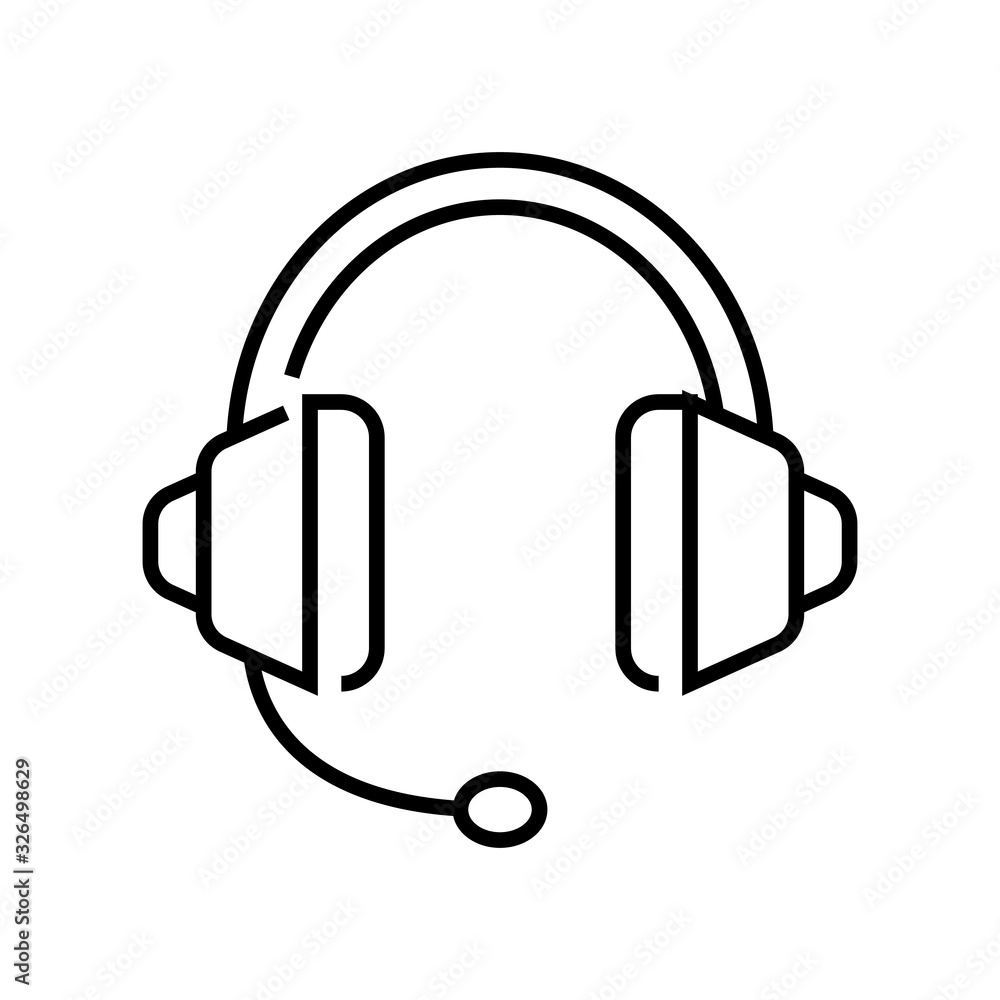 Headphones line icon, concept sign, outline vector illustration, linear symbol. Headphones line icon, concept sign, outline vector illustration, linear symbol.