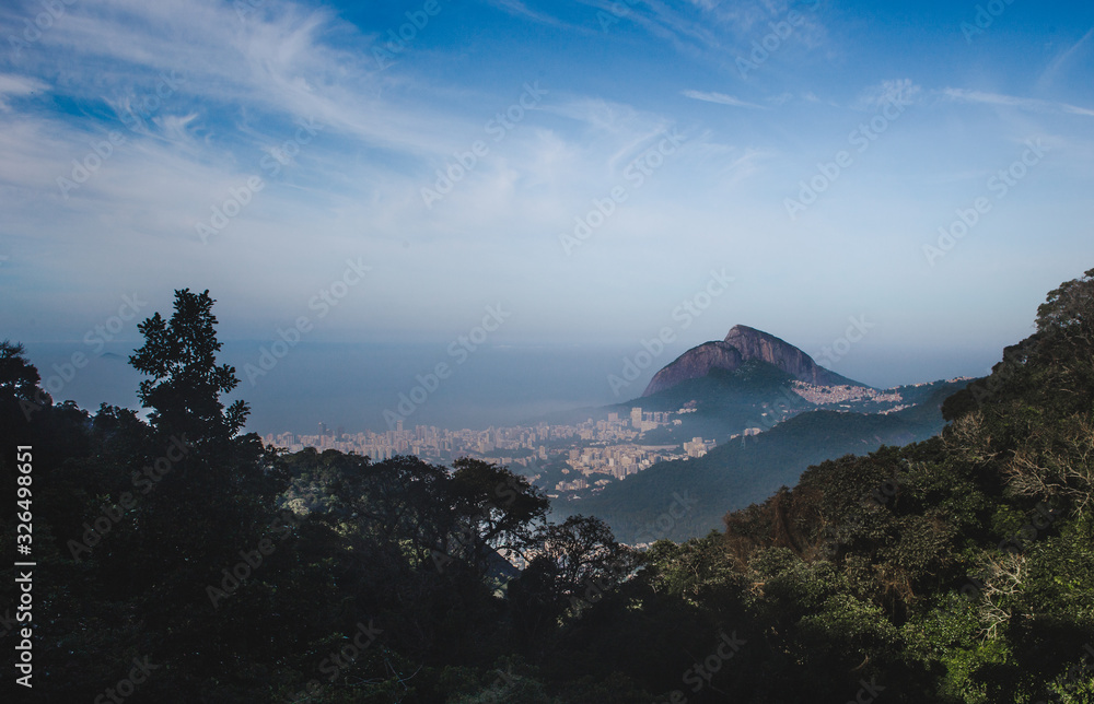 Mountainside view over the lush Atlantic Ocean bays of Rio de Janeiro, Brazil Mountainside view over the lush Atlantic Ocean bays of Rio de Janeiro, Brazil