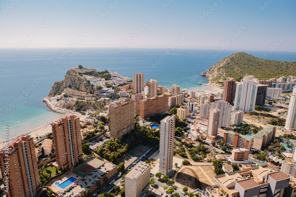 Obraz premium Aerial view of the coast of the city of Benidorm