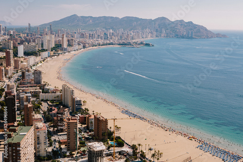 Aerial view of the coast of the city of Benidorm
