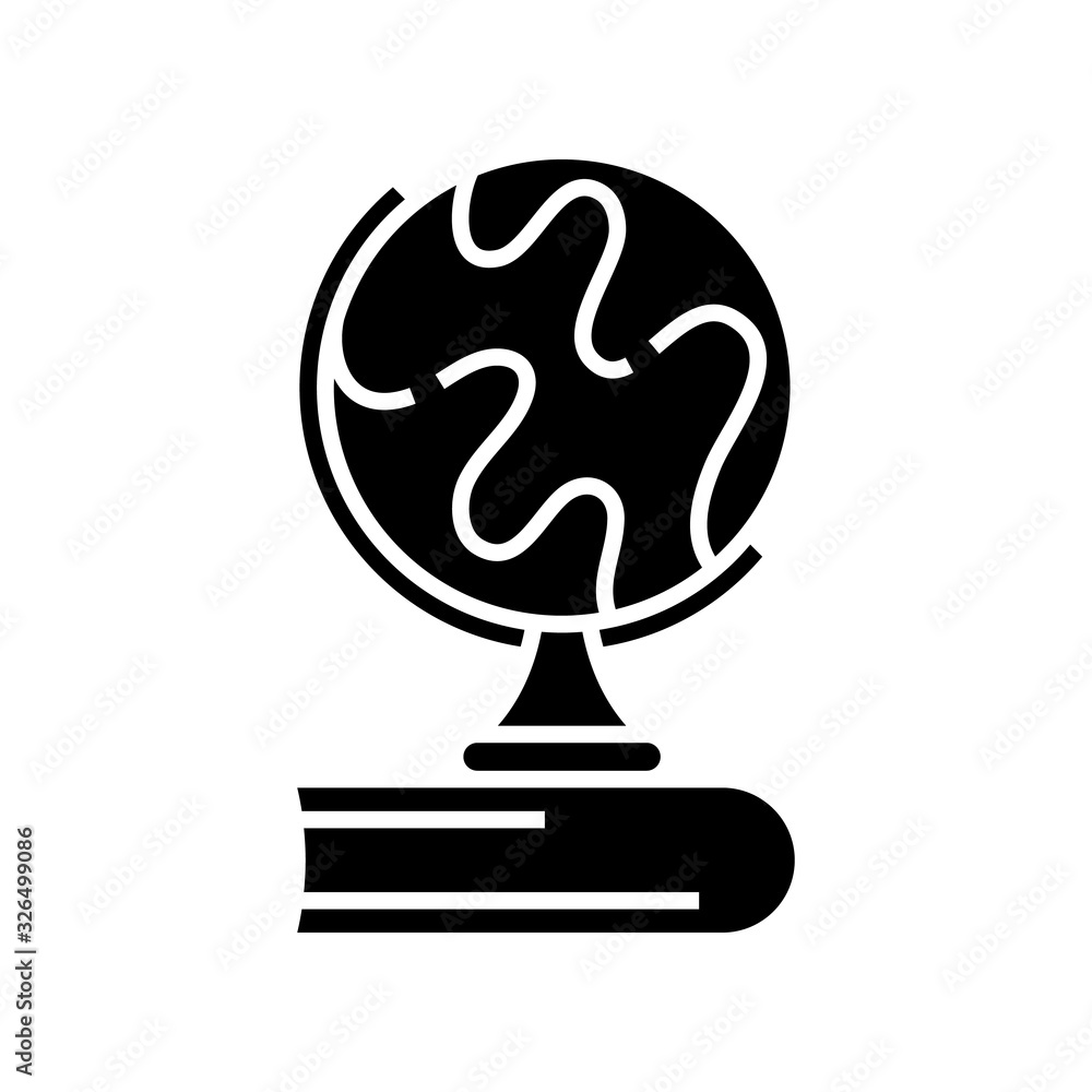 Class globe black icon, concept illustration, vector flat symbol, glyph sign. Class globe black icon, concept illustration, vector flat symbol, glyph sign.