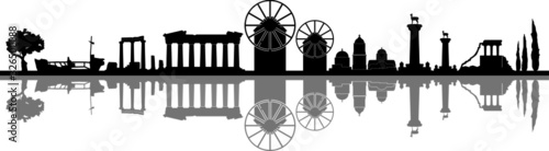 Greece Landscape Skyline Silhouette Vector