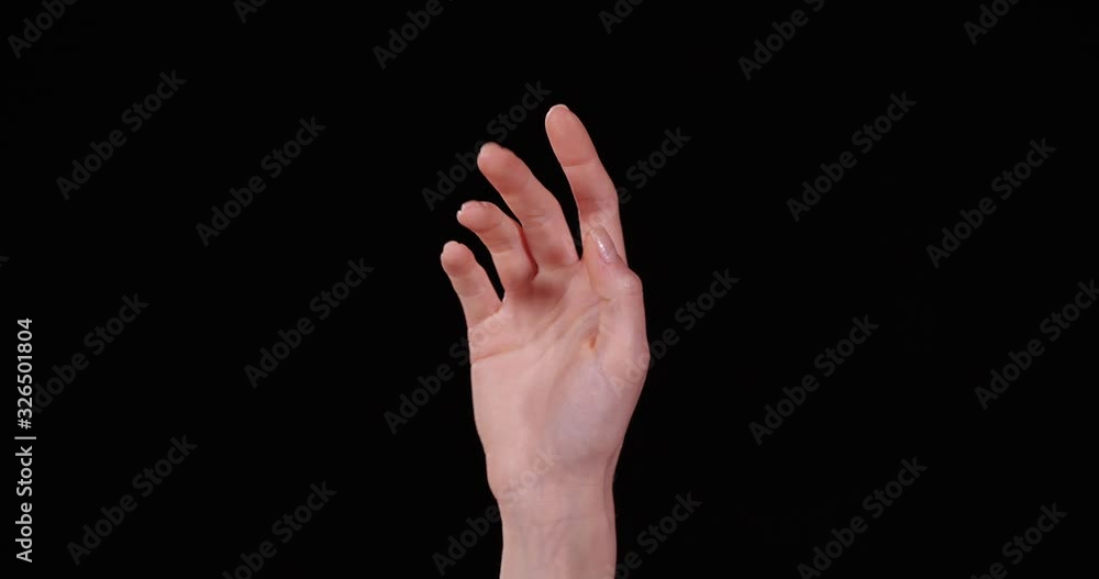 Woman showing X letter on black background, closeup. Sign language Woman showing X letter on black background, closeup. Sign language