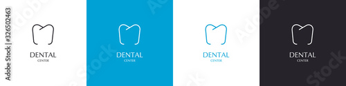 Logos of the tooth. Set of icons in different colors. Dental Center. Collection.