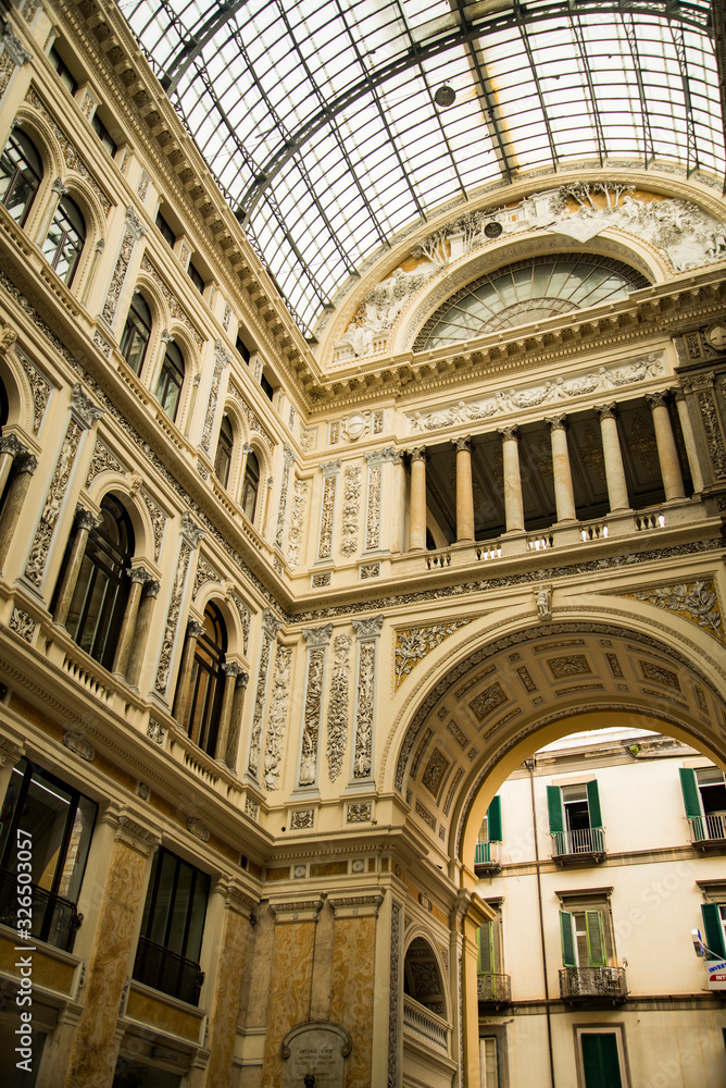 Galleria Umberto I. Elegant, glass-and-iron covered gallery built in the late 19th century, Naples, Italy