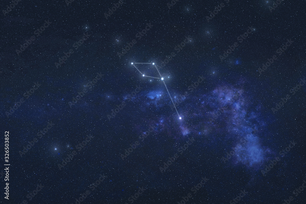 Delphinus stars in outer space. Dolphin constellation lines. Elements of this image were furnished by NASA