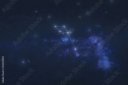 Delphinus stars in outer space. Dolphin constellation lines. Elements of this image were furnished by NASA 