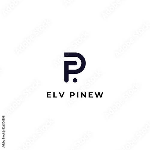letter logo P + E lines with a simple concept