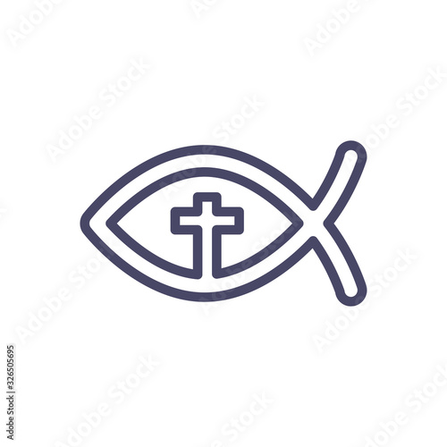 Ichthys Jesus Fish, line style icon