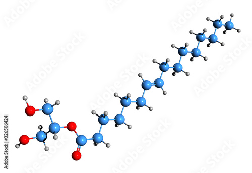3D image of 2-Oleoylglycerol skeletal formula - molecular chemical structure of endocannabinoid 2OG isolated on white background photo