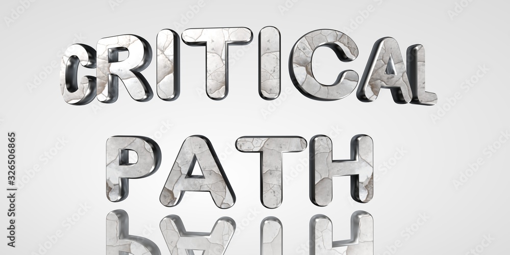 Critical Path - 3D Rendering Word on Gray Background - Concept Graphic Letter Illustration Critical Path - 3D Rendering Word on Gray Background - Concept Graphic Letter Illustration