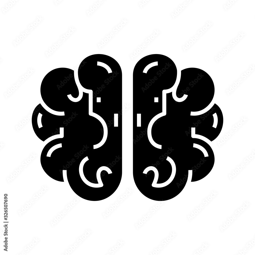 Brain research black icon, concept illustration, vector flat symbol, glyph sign. Brain research black icon, concept illustration, vector flat symbol, glyph sign.
