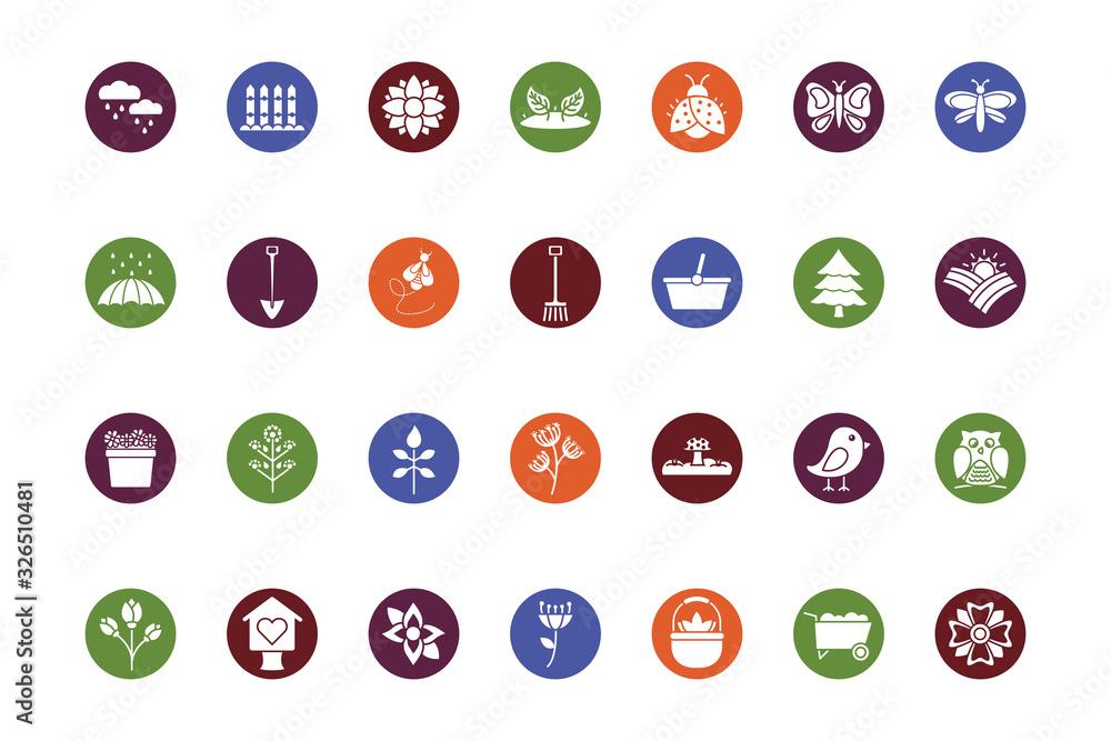 bundle of spring set block icons bundle of spring set block icons