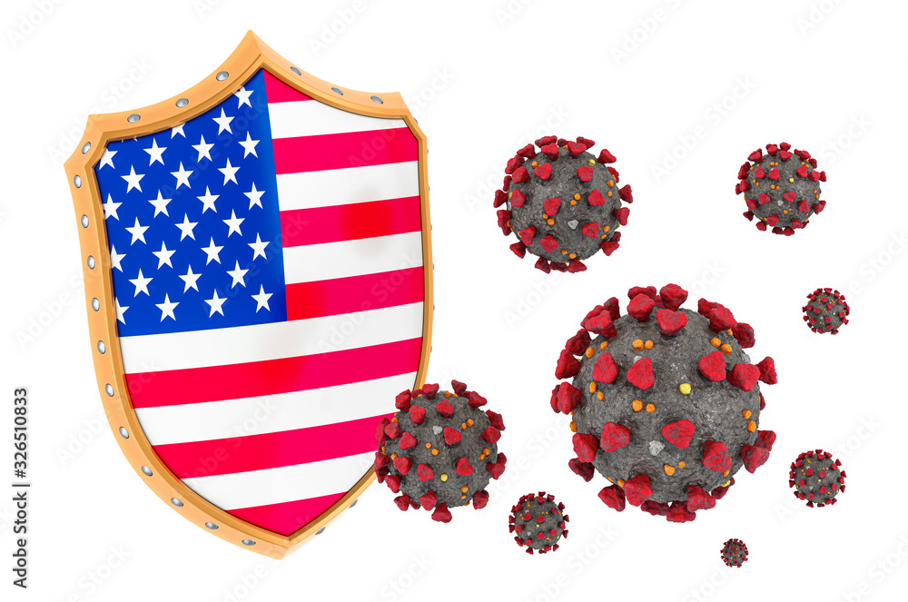 Obraz premium Protection of the United States from coronavirus. 3D rendering