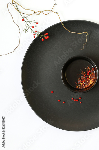 Black plate with red spicy