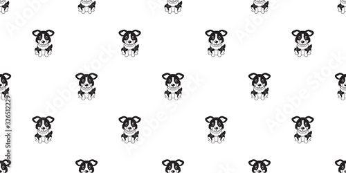Vector cartoon character american shepherd dog seamless pattern background for design.