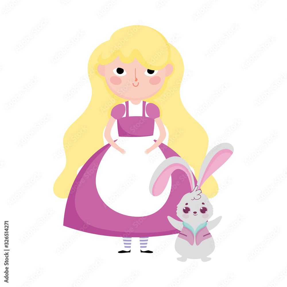 girl and rabbit cartoon characters wonderland girl and rabbit cartoon characters wonderland