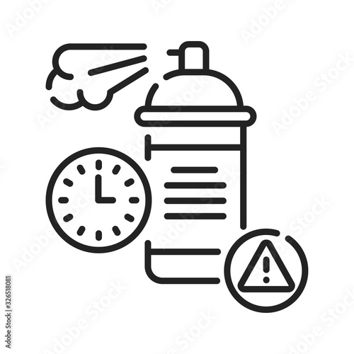 Graffiti bombing black line icon on white background. Extreme sport. Drawings on the walls. Painting prohibited objects. Pictogram for web page, mobile app. UI UX GUI design element.