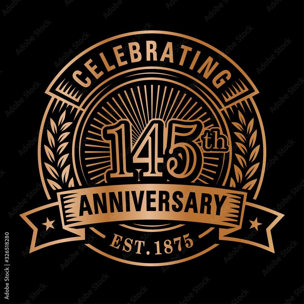 145 years of celebrations design template. 145th logo. Vector and ...