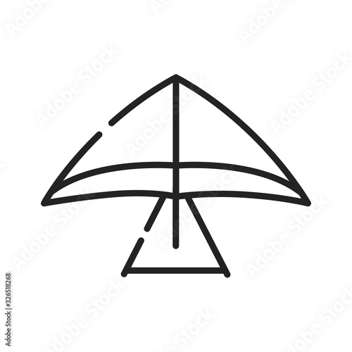 Hang gliding black line icon. Air sport or recreational activity. Pilot flies. Pictogram for web page, mobile app, promo. UI UX GUI design element. Editable stroke.