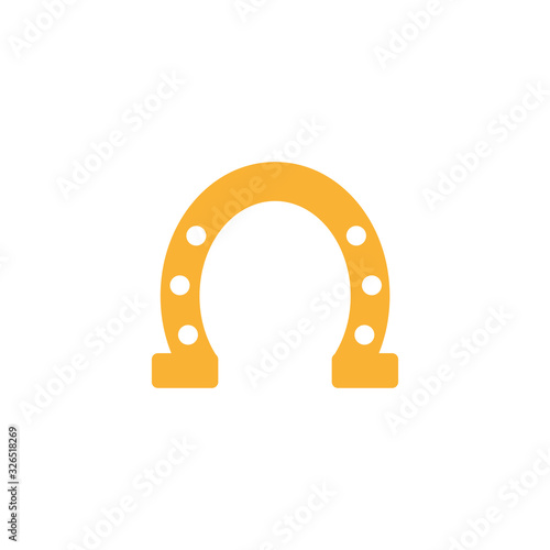 golden horseshoe for good luck, flat style icon
