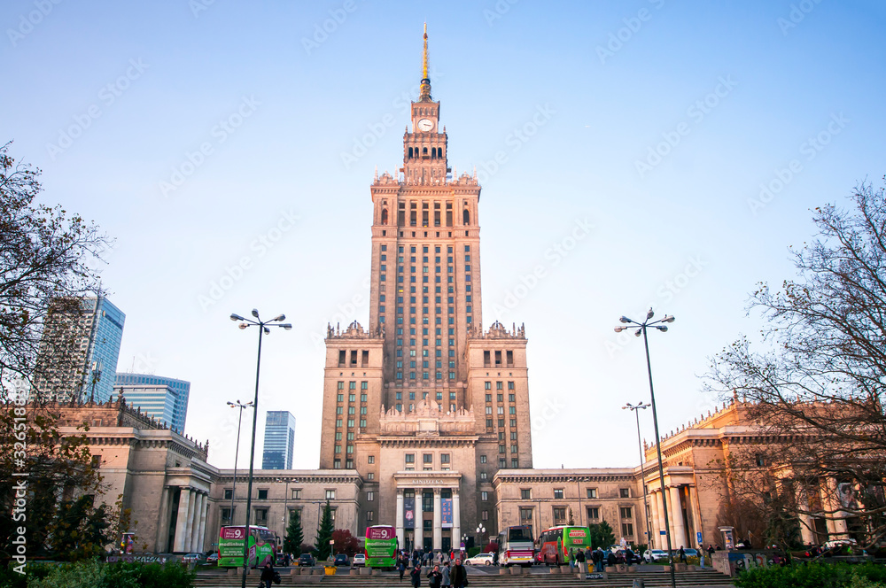 Fototapeta premium Warsaw, Poland, November 2019. Palace of culture and science (Palac kultury i nauki)