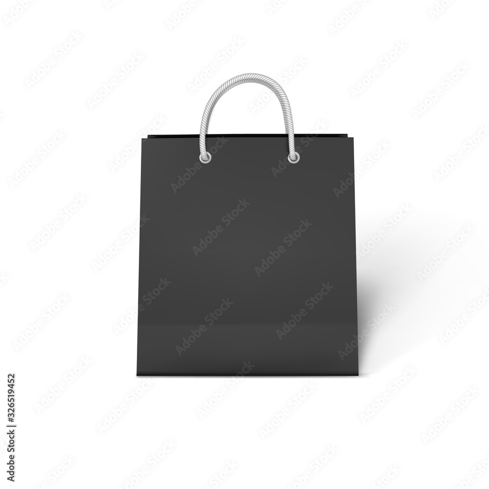 Black Shopping Bag with Handles Up Vector Illustration Black Shopping Bag with Handles Up Vector Illustration
