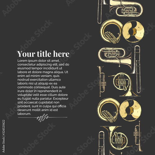 Template with brass musical instrument