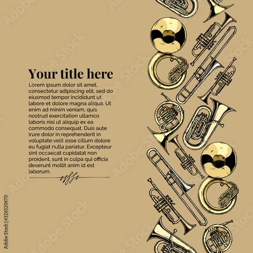 Template with brass musical instrument