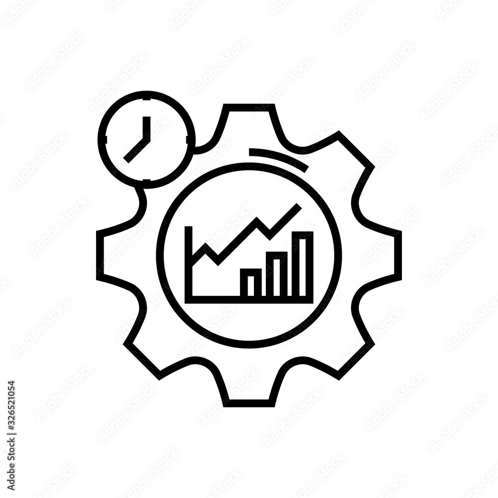 Increasing chart line icon, concept sign, outline vector illustration, linear symbol. Increasing chart line icon, concept sign, outline vector illustration, linear symbol.