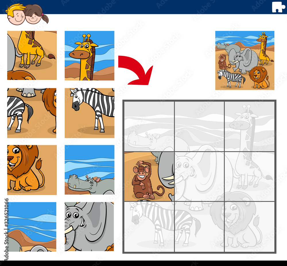 jigsaw puzzle game with wild animal characters