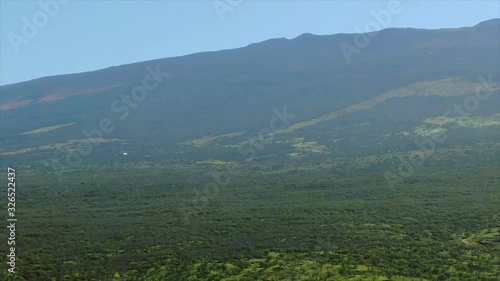 Tropical Landscape on Island of Maui, Hawaii, Aerial Pan Left to Right photo