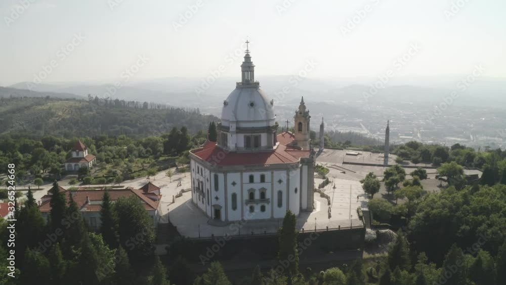 Santuario Sameiro Sanctuary drone aerial view in Braga, Portugal Santuario Sameiro Sanctuary drone aerial view in Braga, Portugal