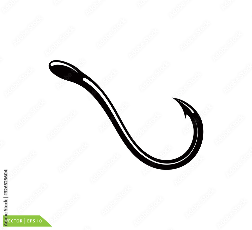 Fish hook icon vector logo template flat style