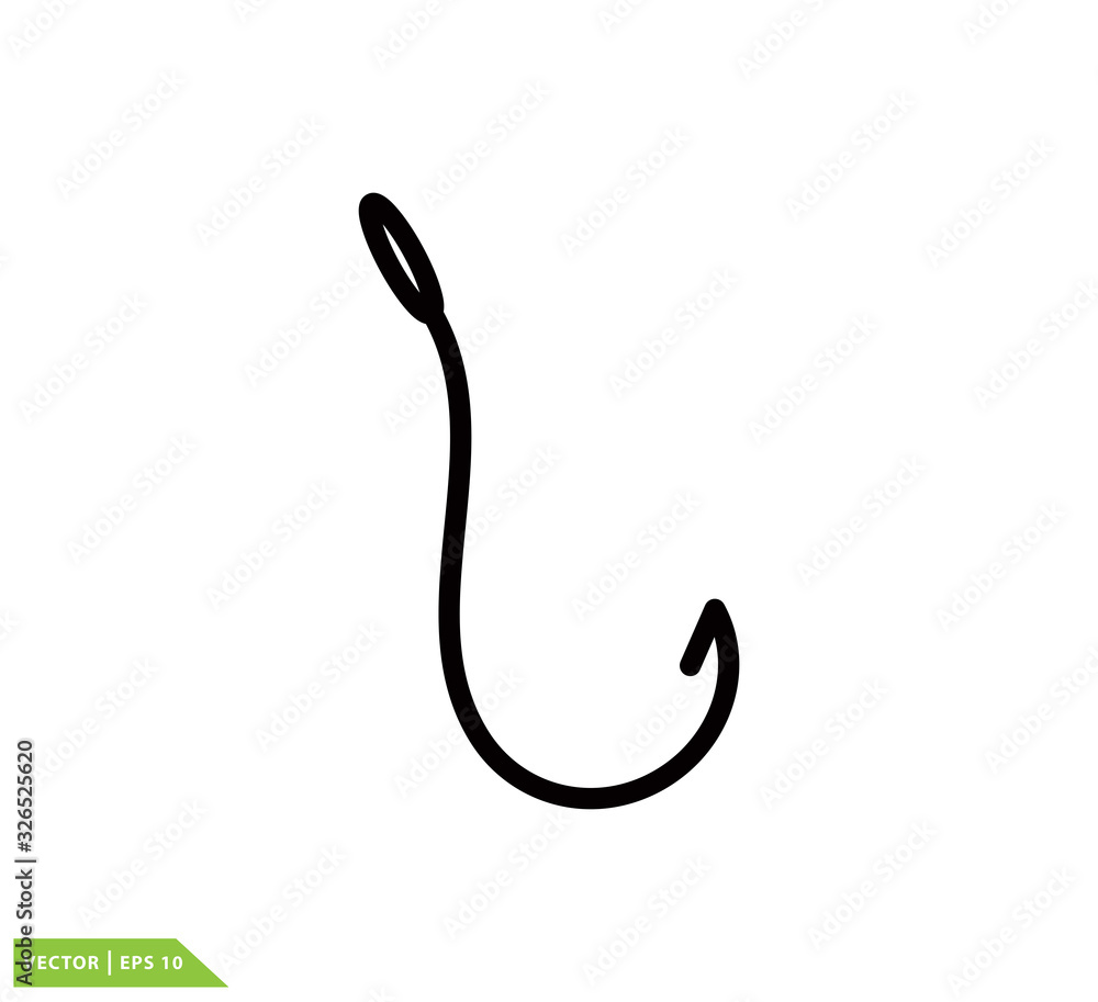 Fish hook icon vector logo template flat style