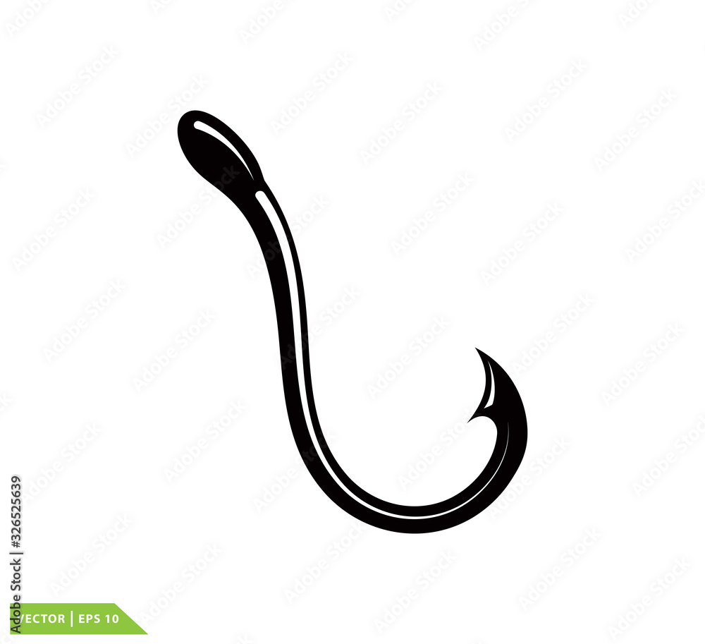 Fish hook icon vector logo template flat style