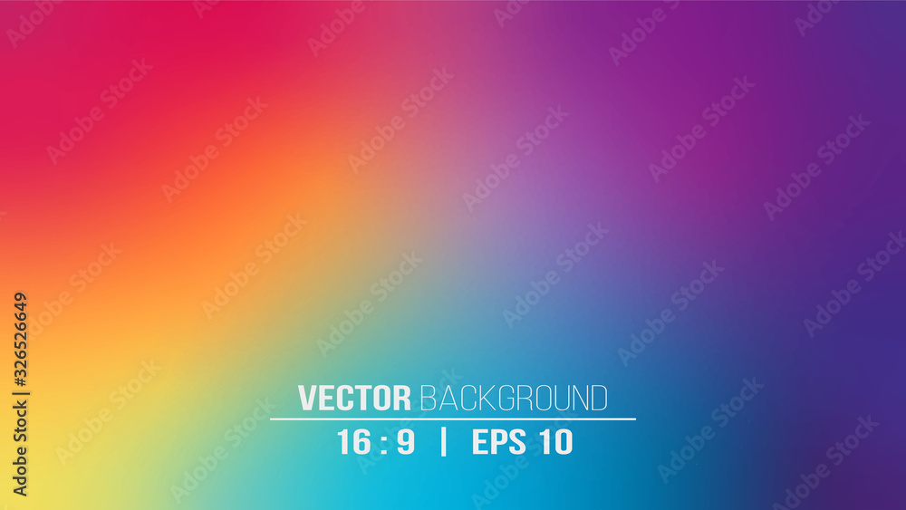 Abstract blurred gradient background in bright rainbow colors. Colorful smooth banner template. EPS10 without transparency.