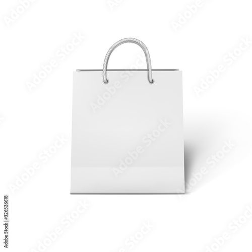 White Shopping Bag with Handles Up Vector Illustration