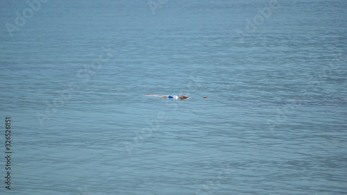 people floating in the blue sea