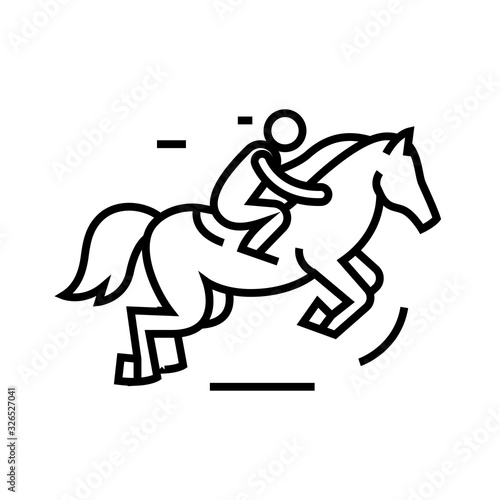 Horse riding line icon, concept sign, outline vector illustration, linear symbol.